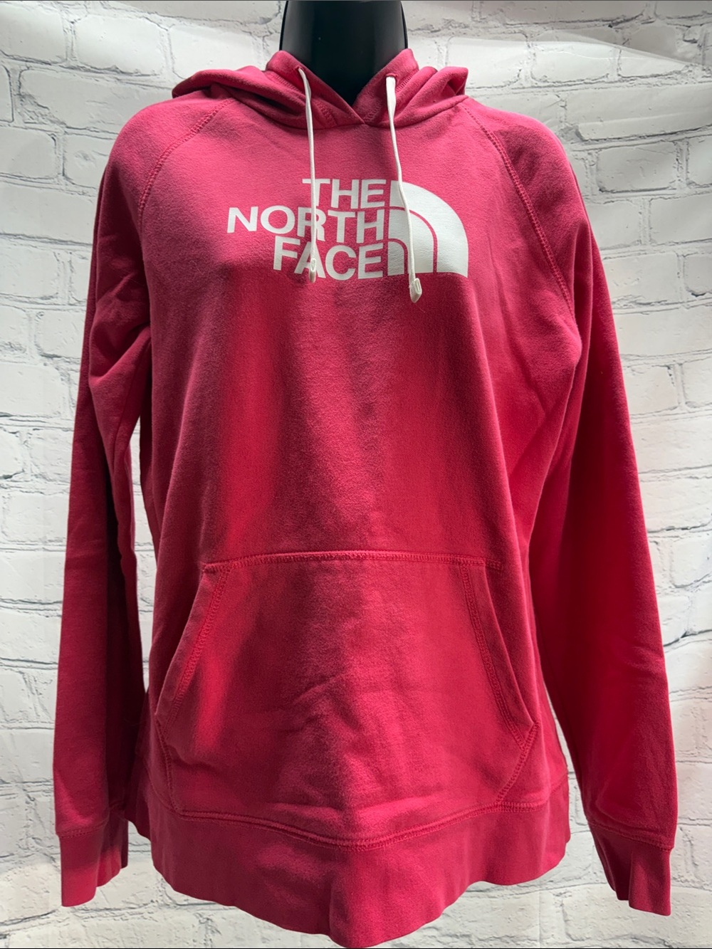 The North Face Pink Pullover Hoodie with White Logo